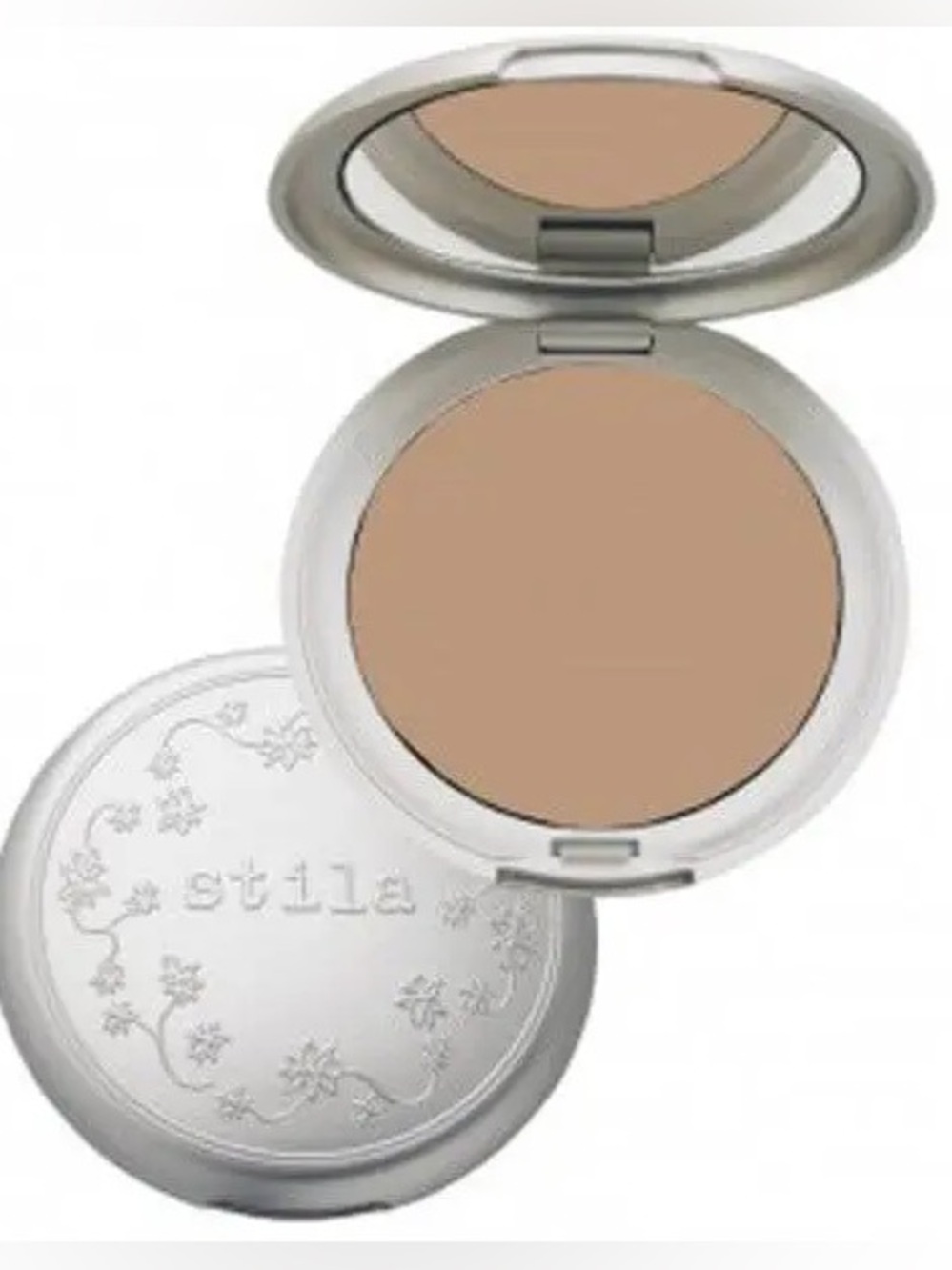 Stila Silver Compact w/ Mirror and Original Packaging. HTF